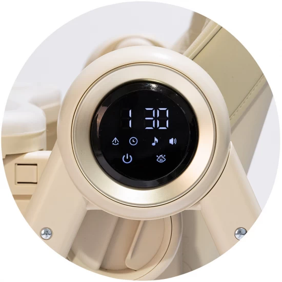 Scaun de masa si leagan electric 2 in 1 cu functie Bluetooth si telecomanda Chipolino Master Class Latte