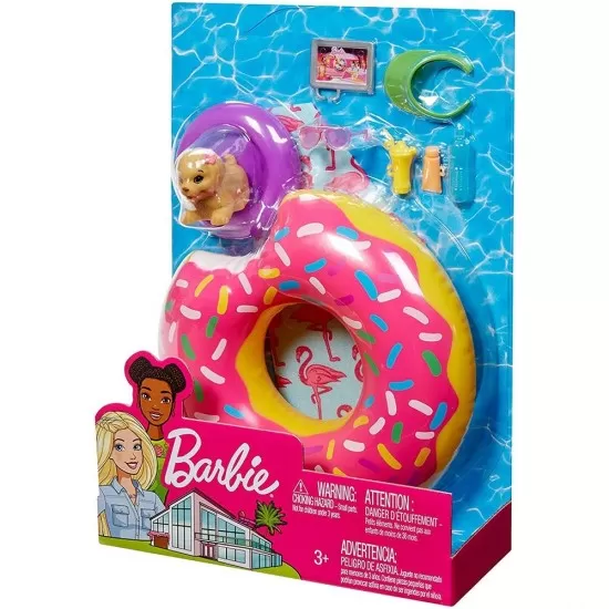 Set accesorii Barbie la piscina cu figurina catelus Set accesorii Barbie la piscina cu figurina catelus