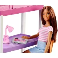 Set Barbie Mattel Estate - Birou cu pat supraetajat, papusa si accesorii