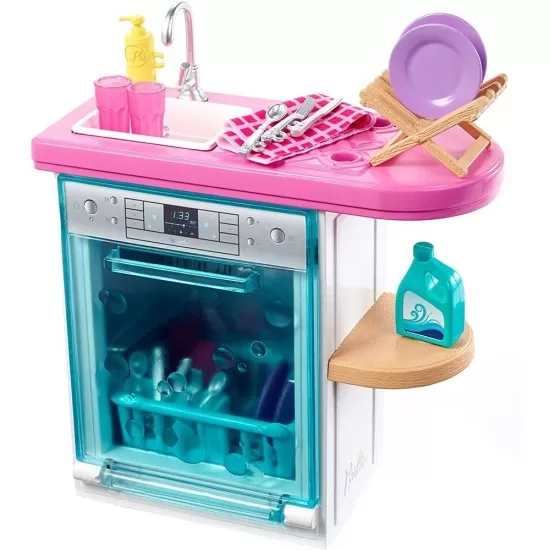 Set Barbie - Masina de spalat vase cu accesorii