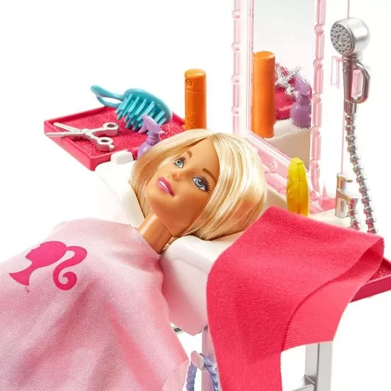 Set de joaca Barbie - Salon de infrumusetare cu papusa si accesorii Set de joaca Barbie - Salon de infrumusetare cu papusa si accesorii