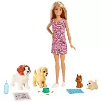 Set Barbie Family - Papusa cu 4 catelusi si accesorii