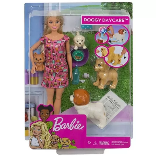 Set Barbie Family - Papusa cu 4 catelusi si accesorii Set Barbie Family - Papusa cu 4 catelusi si accesorii