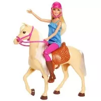 Set Barbie papusa cu cal