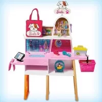 Set de joaca Barbie - Magazin accesorii animalute cu papusa