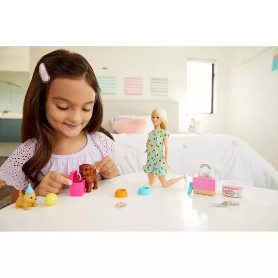 Set Barbie Mattel Puppy Party cu papusa si accesorii
