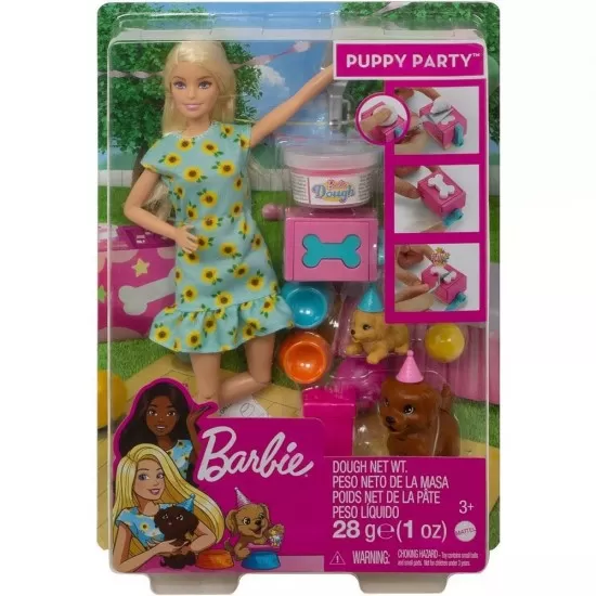 Set Barbie Mattel Puppy Party cu papusa si accesorii