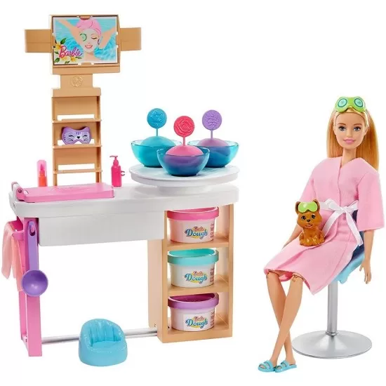 Set papusa Barbie cu figurina si accesorii - O zi la salonul Spa Set papusa Barbie cu figurina si accesorii - O zi la salonul Spa