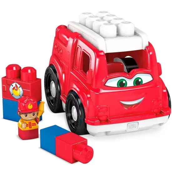 Set constructie Fisher Price Mega Blocks Masina de pompieri cu 6 piese Set constructie Fisher Price Mega Blocks Masina de pompieri cu 6 piese