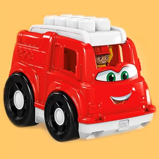 Set constructie Fisher Price Mega Blocks Masina de pompieri cu 6 piese Set constructie Fisher Price Mega Blocks Masina de pompieri cu 6 piese