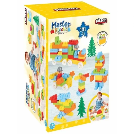 Set constructie cuburi Pilsan Master Blocks 194 piese