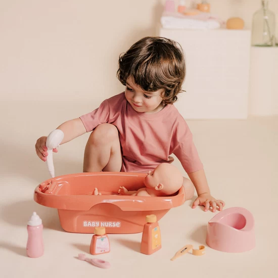 Set de baie pentru papusa Smoby Baby Nurse Bath cu 8 accesorii