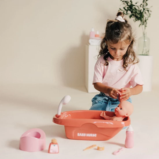 Set de baie pentru papusa Smoby Baby Nurse Bath cu 8 accesorii