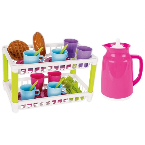 Jucarie set de servit ceaiul 38 piese cu suport pentru vase