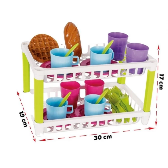 Jucarie set de servit ceaiul 38 piese cu suport pentru vase