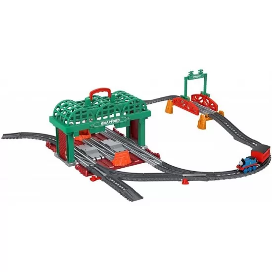 Set Thomas and Friends Knapford Station cu sina, vagon si locomotiva Set Thomas and Friends Knapford Station cu sina, vagon si locomotiva