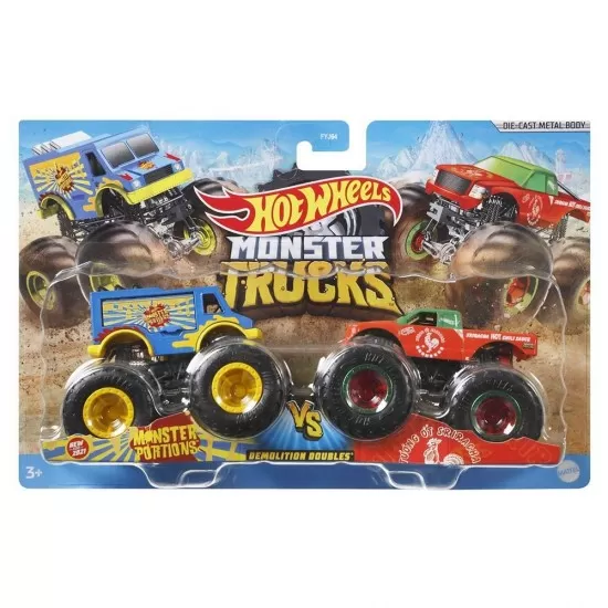 Set masinute Hot Wheels Monster Trucks Monster Patriot vs Tuon Ot Sriracha