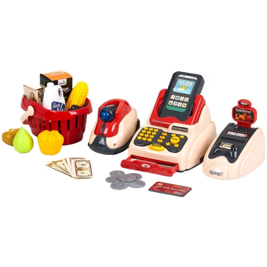 Set casa de marcat de jucarie Chipolino cu lumini, sunete si 24 accesorii Set casa de marcat de jucarie Chipolino cu lumini, sunete si 24 accesorii