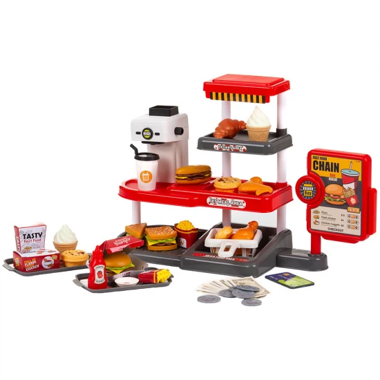 Set de joaca Fast Food cu 71 accesorii, sunete, rezervor de apa