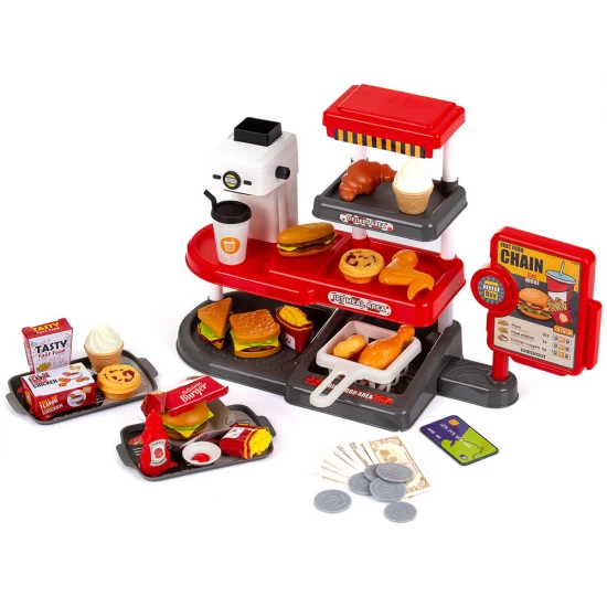 Set de joaca Fast Food cu 71 accesorii, sunete, rezervor de apa