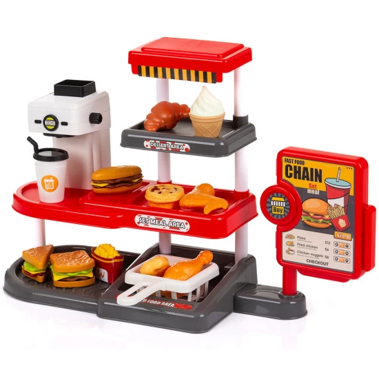 Set de joaca Fast Food cu 71 accesorii, sunete, rezervor de apa