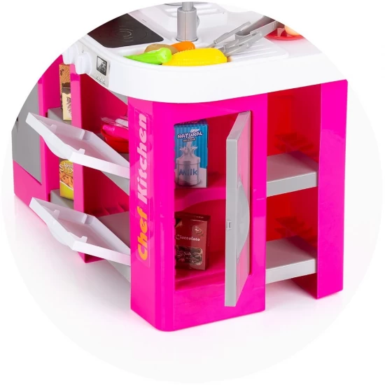 Bucatarie pentru copii Chipolino Kitchen 72,5 cm cu sistem de curgere apa, lumini, sunete si 53 accesorii Bucatarie pentru copii Chipolino Kitchen 72,5 cm cu sistem de curgere apa, lumini, sunete si 53 accesorii