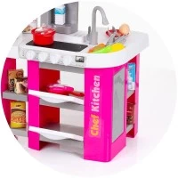Bucatarie pentru copii Chipolino Kitchen 72,5 cm cu sistem de curgere apa, lumini, sunete si 53 accesorii