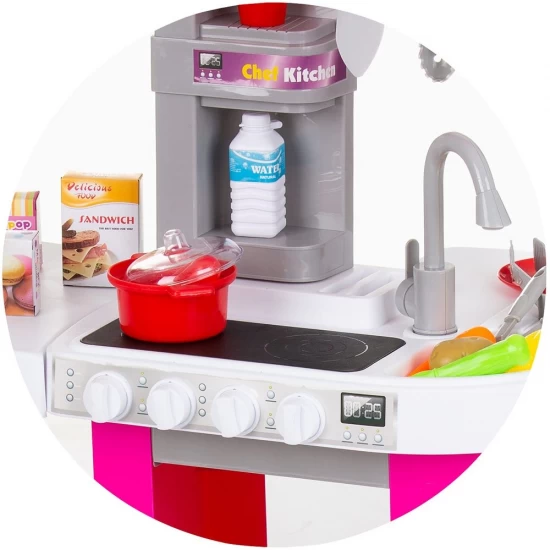 Bucatarie pentru copii Chipolino Kitchen 72,5 cm cu sistem de curgere apa, lumini, sunete si 53 accesorii Bucatarie pentru copii Chipolino Kitchen 72,5 cm cu sistem de curgere apa, lumini, sunete si 53 accesorii