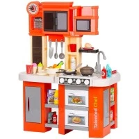 Bucatarie pentru copii Chipolino Kitchen 84 cm cu sistem de curgere apa, lumini, sunete si 79 accesorii