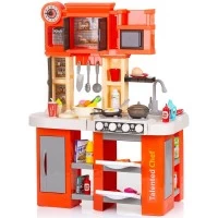 Bucatarie pentru copii Chipolino Kitchen 84 cm cu sistem de curgere apa, lumini, sunete si 79 accesorii