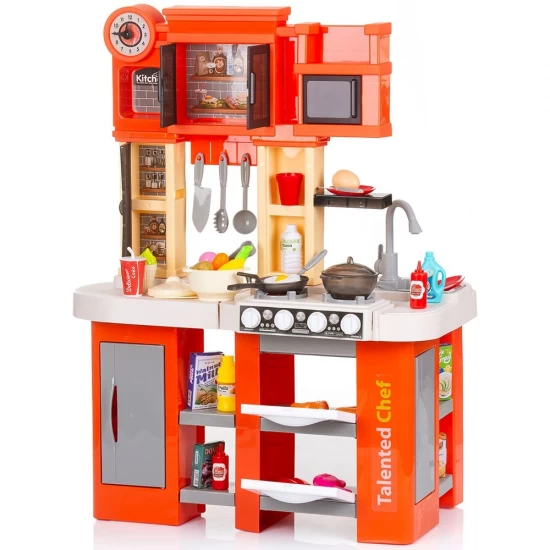 Bucatarie pentru copii Chipolino Kitchen 84 cm cu sistem de curgere apa, lumini, sunete si 79 accesorii Bucatarie pentru copii Chipolino Kitchen 84 cm cu sistem de curgere apa, lumini, sunete si 79 accesorii