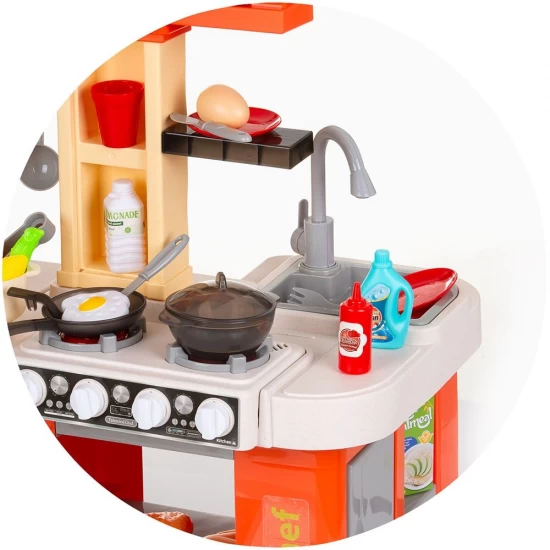 Bucatarie pentru copii Chipolino Kitchen 84 cm cu sistem de curgere apa, lumini, sunete si 79 accesorii Bucatarie pentru copii Chipolino Kitchen 84 cm cu sistem de curgere apa, lumini, sunete si 79 accesorii