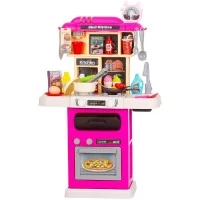 Set de joaca bucatarie Chipolino 87 cm cu sistem de curgere apa, lumini, sunete si 63 accesorii