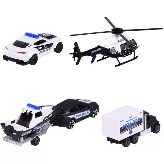 Set masinute Majorette Police Force cu 5 vehicule de interventie Set masinute Majorette Police Force cu 5 vehicule de interventie