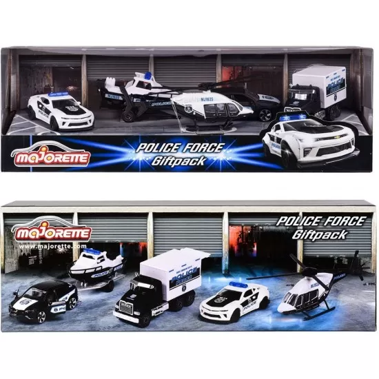 Set masinute Majorette Police Force cu 5 vehicule de interventie Set masinute Majorette Police Force cu 5 vehicule de interventie