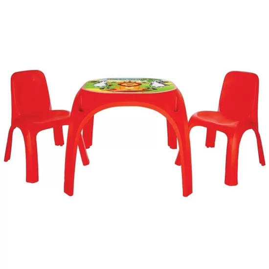 Set masuta cu 2 scaune pentru copii Pilsan King Table Red