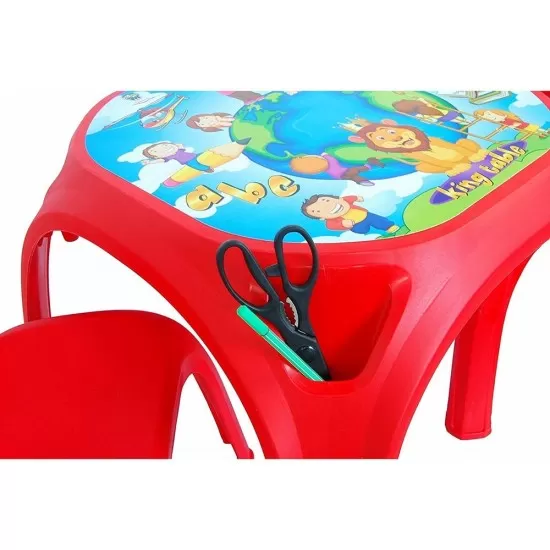Set masuta cu 2 scaune pentru copii Pilsan King Table Red