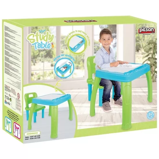 Set masuta cu scaun pentru copii Pilsan Study Table Blue
