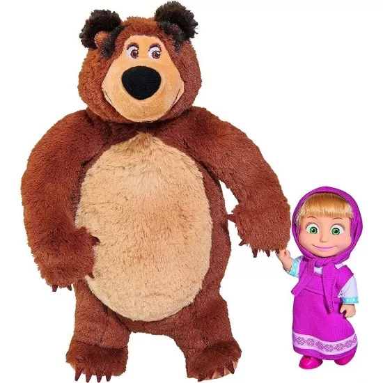 Set Simba Masha and the Bear Masha 12 cm cu ursulet de plus 25 cm si 4 animale Set Simba Masha and the Bear Masha 12 cm cu ursulet de plus 25 cm si 4 animale
