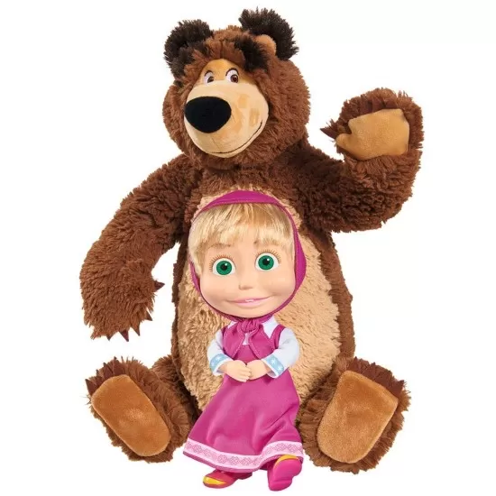 Set papusa Masha 23 cm si ursulet de plus 43 cm Simba Set papusa Masha 23 cm si ursulet de plus 43 cm Simba