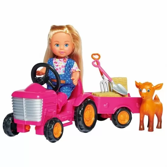 Set Simba Papusa Evi Love 12 cm, tractor cu remorca si accesorii Set Simba Papusa Evi Love 12 cm, tractor cu remorca si accesorii