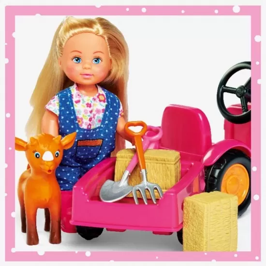 Set Simba Papusa Evi Love 12 cm, tractor cu remorca si accesorii Set Simba Papusa Evi Love 12 cm, tractor cu remorca si accesorii