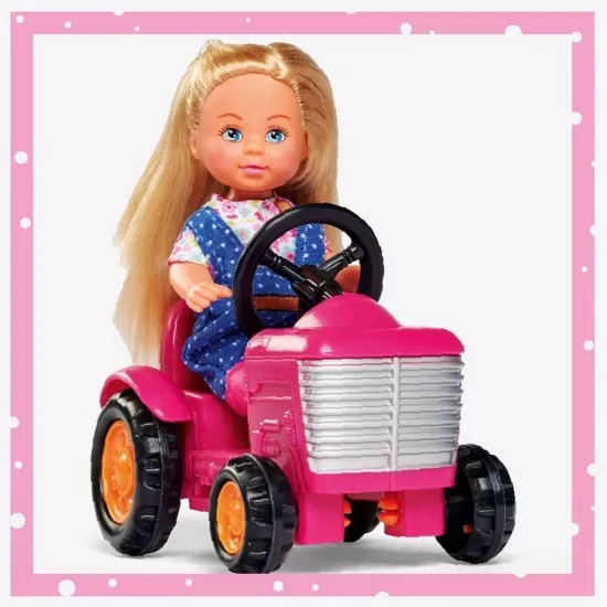 Set Simba Papusa Evi Love 12 cm, tractor cu remorca si accesorii Set Simba Papusa Evi Love 12 cm, tractor cu remorca si accesorii