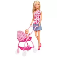 Set papusa Simba Steffi Love New Born Baby 29 cm cu bebelus si accesorii