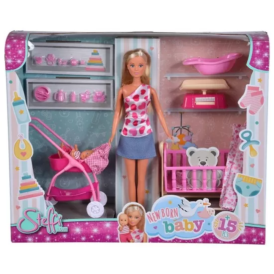 Set papusa Simba Steffi Love New Born Baby 29 cm cu bebelus si accesorii Set papusa Simba Steffi Love New Born Baby 29 cm cu bebelus si accesorii