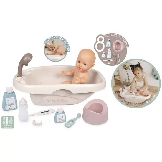 Set Smoby Baby Nurse cadita, olita si accesorii pentru papusi Set Smoby Baby Nurse cadita, olita si accesorii pentru papusi