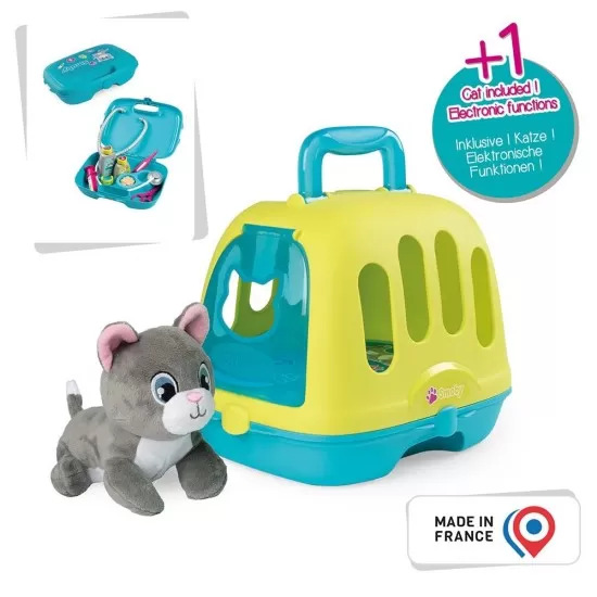 Set Smoby Veterinary Case, trusa veterinar cu pisica, cusca de transport si accesorii Set Smoby Veterinary Case, trusa veterinar cu pisica, cusca de transport si accesorii