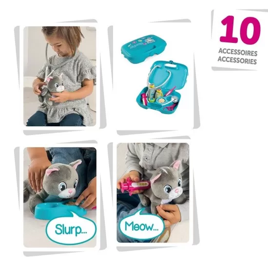 Set Smoby Veterinary Case, trusa veterinar cu pisica, cusca de transport si accesorii Set Smoby Veterinary Case, trusa veterinar cu pisica, cusca de transport si accesorii