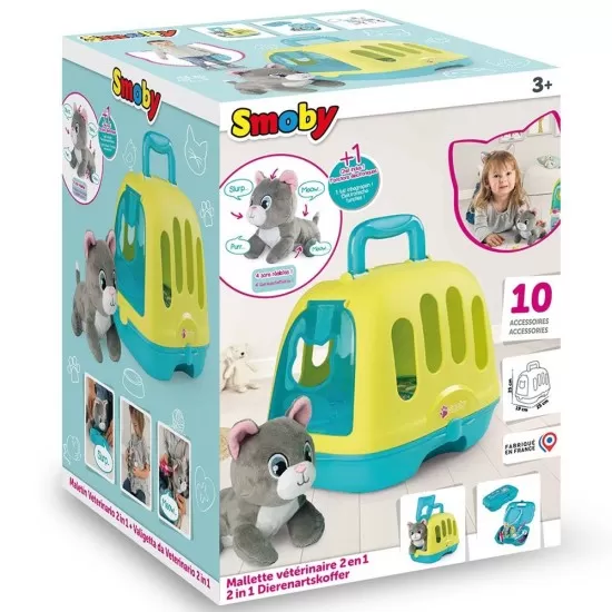 Set Smoby Veterinary Case, trusa veterinar cu pisica, cusca de transport si accesorii Set Smoby Veterinary Case, trusa veterinar cu pisica, cusca de transport si accesorii