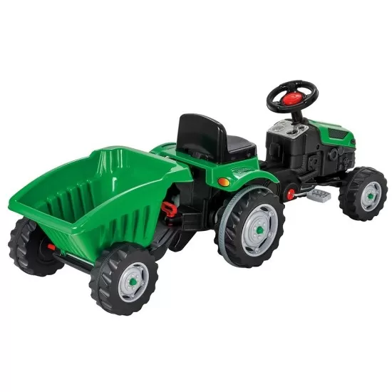 Tractor cu pedale si remorca Pilsan Active verde